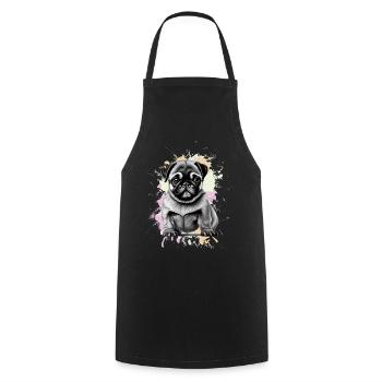 Mops Hund - Kochschürze - Schwarz - Vorne - AI Model Male 185 dark (185cm)