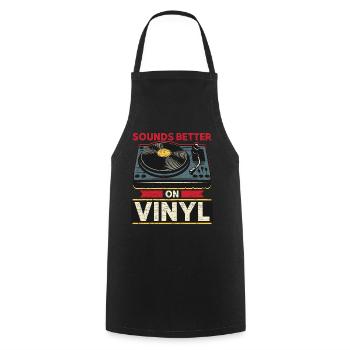 Schallplatte Vinyl - Kochschürze - Schwarz - Vorne - AI Model Male 185 dark (185cm)