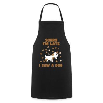 Désolé d’être en retard, j’ai vu un chien. Humour # - Tablier de cuisine - noir - Devant - AI Model Male 185 dark (185cm)