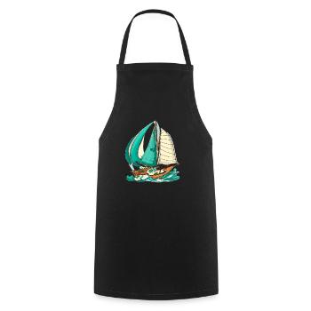 Boat Sailboat Sailing - Cooking Apron - black - Front - AI Model Male 185 dark (185cm)
