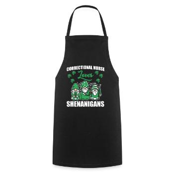 Prison Nurse St. Patrick's Day Costume - Cooking Apron - black - Front - AI Model Male 185 dark (185cm)