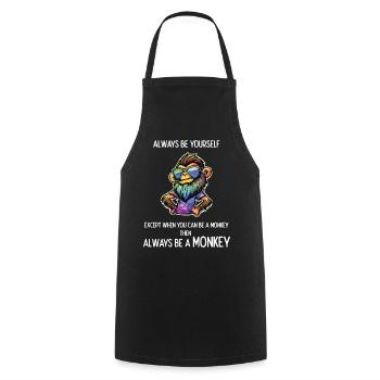 Always Be a Monkey - Cooking Apron - black - Front - AI Model Male 185 dark (185cm)