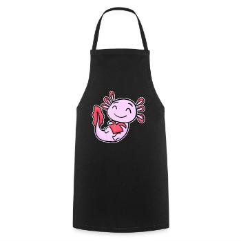 Axolotl Heart Love - Heart Motif - Tablier de cuisine - noir - Devant - AI Model Male 185 dark (185cm)