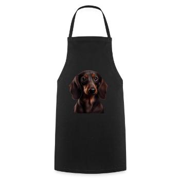 Rauhaardackel Dachshund Hund Hunde Welpe Dackel - Kochschürze - Schwarz - Vorne - AI Model Male 185 dark (185cm)