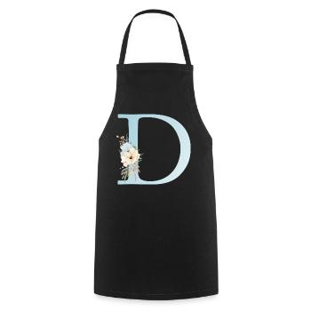 Customizable Monogram D Floral - Cooking Apron - black - Front - AI Model Male 185 dark (185cm)