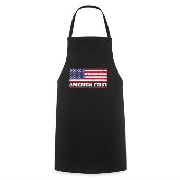 Amerika First USA Flagge Patriotic Proud - Kochschürze - Schwarz - Vorne - AI Model Male 185 dark (185cm)