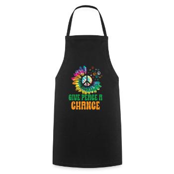 Hippie Peace Zeichen Frieden Blumen Blumenkind - Kochschürze - Schwarz - Vorne - AI Model Male 185 dark (185cm)