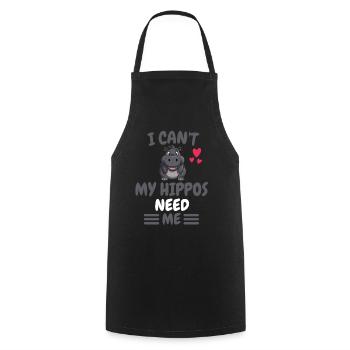 Animal Lovers Zoo Animal Funny Gift Hippo - Cooking Apron - black - Front - AI Model Male 185 dark (185cm)