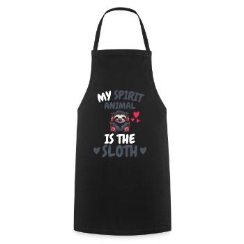 Mon don animal spirituel Drôle de paresseux - Tablier de cuisine - noir - Devant - AI Model Male 185 dark (185cm)