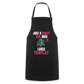 Crazy Girl Zoo Animal Gift Turtle - Cooking Apron - black - Front - AI Model Male 185 dark (185cm)