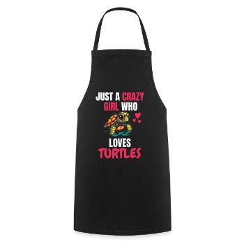 Crazy Girl Ocean Animal Gift Turtle - Cooking Apron - black - Front - AI Model Male 185 dark (185cm)