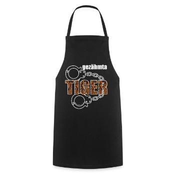 gezähmta Tiger - gezähmter Tiger, Dialekt - Kochschürze - Schwarz - Vorne - AI Model Male 185 dark (185cm)