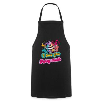 Streetstyle Katze Graffiti Purry Much Kunst - Kochschürze - Schwarz - Vorne - AI Model Male 185 dark (185cm)