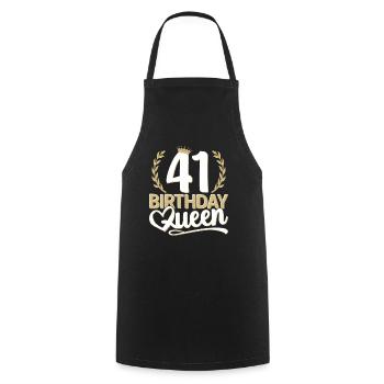 41st birthday woman 41 years old 41st 41er Queen - Cooking Apron - black - Front - AI Model Male 185 dark (185cm)