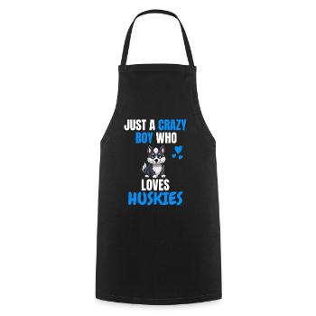 Chiens Pet Crazy Boy Cadeau Husky - Tablier de cuisine - noir - Devant - AI Model Male 185 dark (185cm)