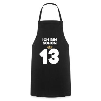 13. Geburtstag Geschenk - 13 Jahre mit Krone - Kochschürze - Schwarz - Vorne - AI Model Male 185 dark (185cm)