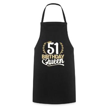 51st birthday woman 51 years old 51st 51er Queen - Cooking Apron - black - Front - AI Model Male 185 dark (185cm)