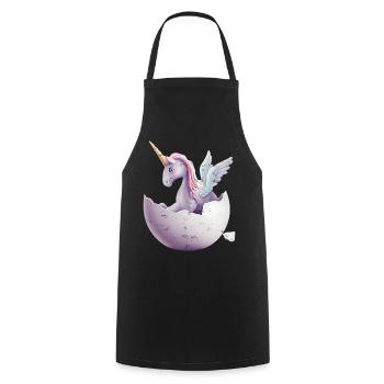 Baby unicorn hatches from egg - Cooking Apron - black - Front - AI Model Male 185 dark (185cm)