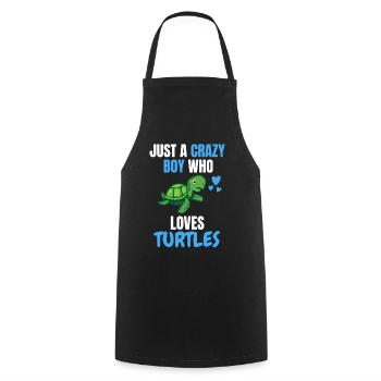 Crazy Young Sea Animal Gift Turtle - Cooking Apron - black - Front - AI Model Male 185 dark (185cm)