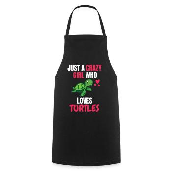 Crazy Girl Ocean Animal Gift Turtle - Cooking Apron - black - Front - AI Model Male 185 dark (185cm)