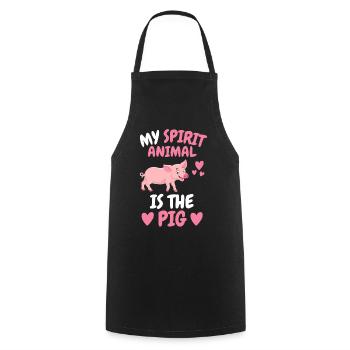 Farmer Animal My spiritual animal is the pig - Cooking Apron - black - Front - AI Model Male 185 dark (185cm)