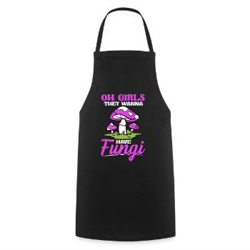 Oh les filles, ils veulent avoir des champignons butineurs de champignons - Tablier de cuisine - noir - Devant - AI Model Male 185 dark (185cm)