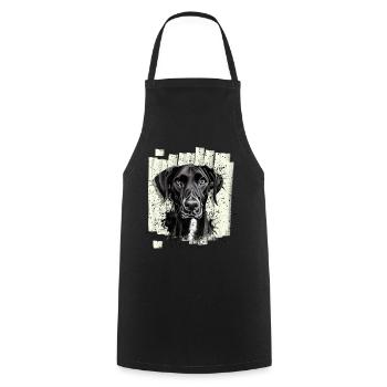 Schwarze Deutsche Dogge Hund - Kochschürze - Schwarz - Vorne - AI Model Male 185 dark (185cm)