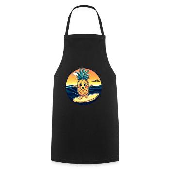 Ananas kawaii au coucher du soleil - Tablier de cuisine - noir - Devant - AI Model Male 185 dark (185cm)