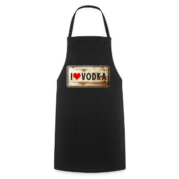I love vodka vintage sign - Cooking Apron - black - Front - AI Model Male 185 dark (185cm)