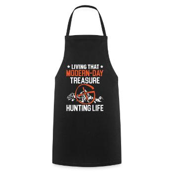 The modern life of a treasure hunter - Cooking Apron - black - Front - AI Model Male 185 dark (185cm)