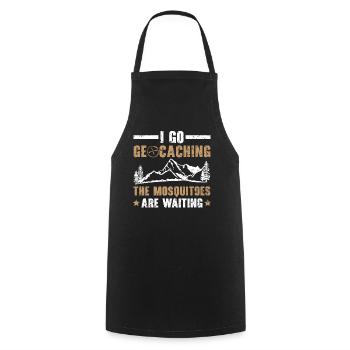 I'm going geocaching The mosquitoes are already waiting - Cooking Apron - black - Front - AI Model Male 185 dark (185cm)