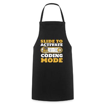 Slide To Activate Coding Mode Developer Coder - Kochschürze - Schwarz - Vorne - AI Model Male 185 dark (185cm)