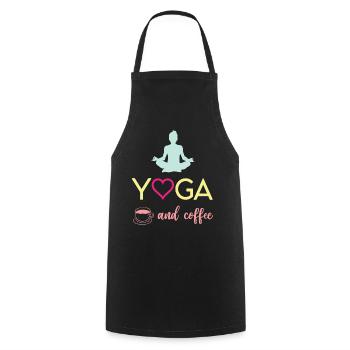 Yoga and Coffee - Cooking Apron - black - Front - AI Model Male 185 dark (185cm)