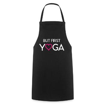 Mais d’abord le yoga - Tablier de cuisine - noir - Devant - AI Model Male 185 dark (185cm)