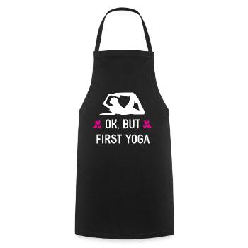 Ok, But First Yoga - Cooking Apron - black - Front - AI Model Male 185 dark (185cm)