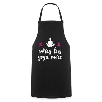 Worry Less Yoga More - Cooking Apron - black - Front - AI Model Male 185 dark (185cm)