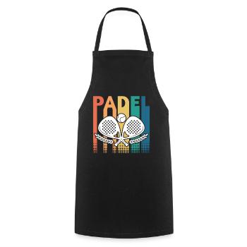 Padel Tennis Rétro Vintage - Tablier de cuisine - noir - Devant - AI Model Male 185 dark (185cm)