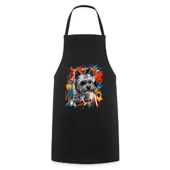 Yorkshire Terrier - Cooking Apron - black - Front - AI Model Male 185 dark (185cm)