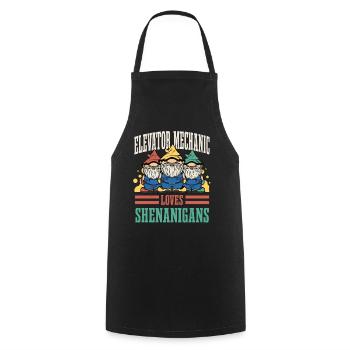 Aufzugsmonteur Liebt Spielereien St. Patricks Day - Kochschürze - Schwarz - Vorne - AI Model Male 185 dark (185cm)