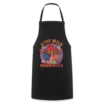 Stay Wild Moon Child Hippie Mushroom - Kochschürze - Schwarz - Vorne - AI Model Male 185 dark (185cm)