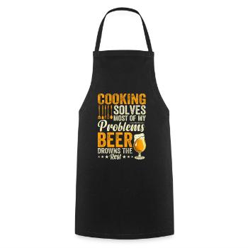 La cuisine résout la plupart de mes problèmes La bière noie le - Tablier de cuisine - noir - Devant - AI Model Male 185 dark (185cm)