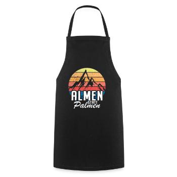 Alpine pastures instead of palm trees Mountains Skiing Mountaineering Alm - Cooking Apron - black - Front - AI Model Male 185 dark (185cm)