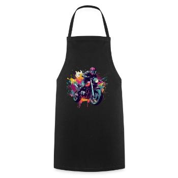 Motorcycle with color spot. - Cooking Apron - black - Front - AI Model Male 185 dark (185cm)