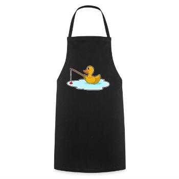 Duck Angler Fishing Rod Fishing - Cooking Apron - black - Front - AI Model Male 185 dark (185cm)
