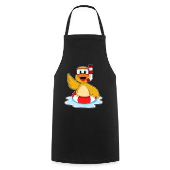 Ente Schwimmen Schwimmring Sommer - Kochschürze - Schwarz - Vorne - AI Model Male 185 dark (185cm)