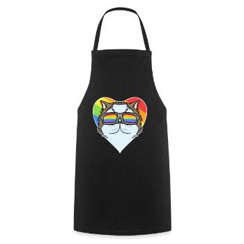 Rainbow - Cat Persian cat with glasses and heart - Cooking Apron - black - Front - AI Model Male 185 dark (185cm)