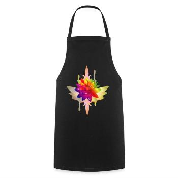 leuchtend bunte Fantasie Lotos Blüte - Kochschürze - Schwarz - Vorne - AI Model Male 185 dark (185cm)