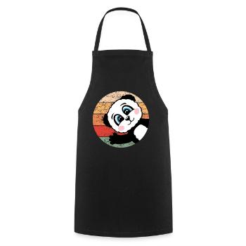 Panda Retro Panda Bear Gift Women Men Kids - Cooking Apron - black - Front - AI Model Male 185 dark (185cm)