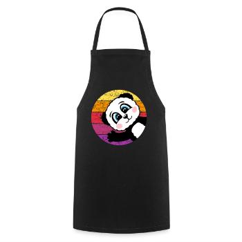 Panda Retro Panda Bear Gift Women Men Kids - Cooking Apron - black - Front - AI Model Male 185 dark (185cm)