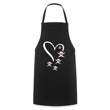 Couteaux croisés Couteaux de cuisson dans un cœur Chef cuisinier - Tablier de cuisine - noir - Devant - AI Model Male 185 dark (185cm)